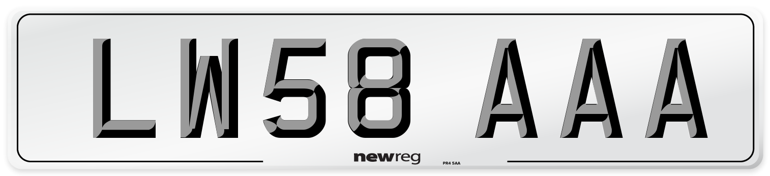 LW58 AAA Number Plate from New Reg